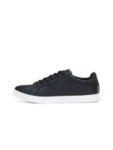 Championes negros de Jack & Jones, modelo Trent, con suela de goma blanca, puntera redonda y cordones.