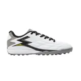Championes de fútbol Ms Professional Soccer, color blanco con detalles en negro, gris y un toque de amarillo. Cuentan con suela con tapones cortos ideal para césped sintético.