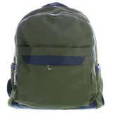 Mochila Miss Carol modelo Rachel, color verde militar con detalles en negro, múltiples compartimentos con cierre y tiras ajustables.