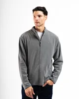 Campera de polar con cuello alto, cierre frontal completo y bolsillos laterales con cierre.