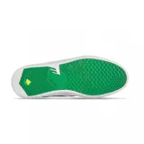 Championes de skate Emerica modelo Figgy G6 en colaboración con Shake Junt. Diseño de perfil bajo en color negro, confeccionados en gamuza con suela de goma blanca vulcanizada. Presentan detalles en color verde en el interior y en la etiqueta de la lengüeta.