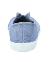 Zapatilla RKF modelo Greece de algodón orgánico color azul, con puntera y suela de caucho natural.