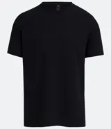 Remera de hombre color beige claro, de corte slim, con cuello redondo y mangas cortas. Tejido acanalado sin estampa.