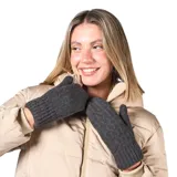 Guantes de punto tipo manopla en color gris oscuro, con puño acanalado elástico.