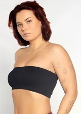 Soutien strapless color piel de microfibra con copas removibles.