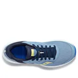 Championes de running Saucony Cohesion 16, color celeste con detalles en azul y amarillo.