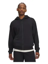 Campera con capucha Under Armour modelo Rival LW FZ de color negro, con cierre frontal completo, bolsillos laterales y logo de la marca bordado en el pecho.
