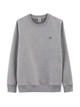 Buzo deportivo gris oscuro de algodón con felpa, cuello redondo y corte clásico.