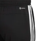 Pantalón de training Adidas negro con tres rayas blancas a los costados, cintura elástica con cordón ajustable y tecnología Aeroready.