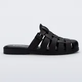 Sandalias Melissa Possession estilo gladiadora o de pescador en color negro, confeccionadas en material MelFlex sintético con diseño de tiras entrelazadas, puntera cerrada y tira ajustable con hebilla en el lateral.