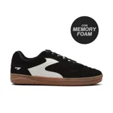 Championes deportivos Hi-Tec Atira Men, color negro con detalles blancos y suela de goma marrón. Cuentan con cordones negros y plantilla con tecnología Memory Foam.