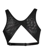 Top tipo bralette confeccionado en lycra color nude y tul transparente negro, con tirantes anchos y diseño cómodo de soporte.