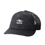 Gorra Trucker Rip Curl modelo Mf Bolt, color negro, con diseño de visera curva y paneles traseros de red. Cuenta con el logotipo de la marca bordado en el frente en color blanco.