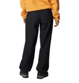 Pantalón de senderismo Columbia modelo Brea Falls, color negro, confeccionado en nylon con tecnología Omni-Shade y Omni-Shield. Presenta cintura elástica parcial con cinturón integrado, bolsillos laterales y traseros con cierre, y puños ajustables con cordón.