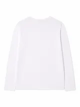 Remera de manga larga marca Brecc, color blanco, con cuello redondo y etiqueta pequeña en el ruedo.
