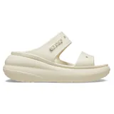 Sandalias plataforma Crocs modelo Classic Crush, color beige, con diseño de dos tiras, suela chunky y orificios para dijes Jibbitz.