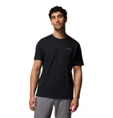 Remera de manga corta color negro con cuello redondo y logo de la marca estampado en el pecho.
