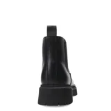 Botas Chelsea de mujer color negro, caña corta, confeccionadas en material sintético. Presentan elástico lateral y suela track gruesa y dentada.