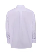 Camisa de manga larga RKF con estampado de microcuadros en color lila. Presenta cuello americano abotonado, cierre frontal con botones, bolsillo en el pecho con logo bordado y puños ajustables con detalle de cinta decorativa.