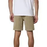 Bermuda de paseo confeccionada en pana, color beige, con diseño de corte recto y bolsillos laterales.