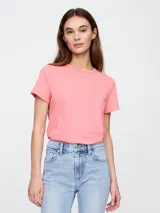 Remera de cuello redondo y manga corta, con corte clásico y ajuste regular.