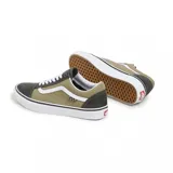 Zapatillas Vans Old Skool color beige y marrón con la clásica sidestripe blanca.