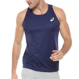 Musculosa deportiva Asics Core Running color azul marino, con logo reflectivo en el pecho.