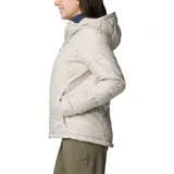Campera Columbia Heavenly con capucha, diseñada con tecnología termorreflectante Omni-Heat para mayor retención de calor. Presenta un diseño acolchado con cierre frontal, bolsillos laterales con cremallera y puños con orificio para el pulgar.