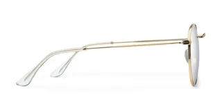 Lentes de metal dorados con forma redonda y lentes transparentes con filtro de luz azul y protección UV400.