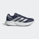 Championes de running Adidas Duramo Speed 2, color azul con detalles plateados y suela blanca.