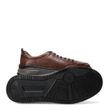 Championes de cuero azul marino marca Democrata, modelo Dylan, con detalles de recortes, pespuntes, cordones al tono y suela de goma con entresuela gris.