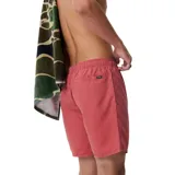 Short de baño Rip Curl modelo Bondi de 17 pulgadas, color coral, con cintura elástica, cordón ajustable bicolor y bolsillos laterales.