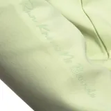 Buzo verde claro de corte estándar, con cuello redondo y puños ribeteados.