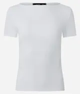 Blusa Cortelle de poliamida color blanco, de corte regular, manga corta y escote bote.