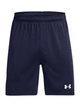Short deportivo Under Armour Golazo 3.0 color azul marino, confeccionado en tejido ligero UA Tech™ que absorbe el sudor. Cuenta con cintura elástica con cordón interno, aberturas laterales en el bajo y logo de la marca estampado en blanco en la pierna izquierda.