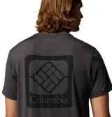 Remera técnica Columbia para hombre de color gris oscuro, de manga corta y cuello redondo, con pequeño logo impreso en el pecho.