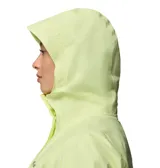 Campera impermeable Columbia modelo Arcadia II, color verde menta, con capucha ajustable, cierre frontal y bolsillos laterales con cierre.