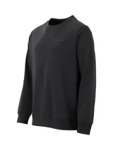 Buzo de cuello redondo en color negro, confeccionado en tejido french terry. Presenta un diseño minimalista con el logo de la marca sutilmente estampado en el pecho y puños acanalados.