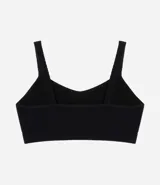 Soutien modelo top, hecho en microfibra color verde agua. Prenda sin relleno, con aro, sin costura y con textura acanalada.