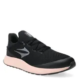 Championes deportivos Topper modelo Split Knitted, con capellada de tejido técnico transpirable en color negro y suela de goma en tono rosado. Presenta cierre con cordones y logo de la marca en el lateral.