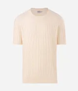 Remera Marfinno de manga corta para hombre, confeccionada en algodón con textura geométrica de cuadraditos. Presenta escote redondo y terminaciones acanaladas en cuello y ruedo.