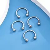 Piercing circular de acero quirúrgico plateado, para usar en la boca, nariz u oreja sin necesidad de perforación.
