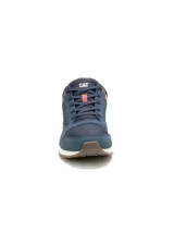 Championes Caterpillar modelo Ventura, de diseño urbano y casual. Confeccionados en una combinación de gamuza y malla técnica en color azul, con detalles en rojo y beige en la entresuela. Presentan el logo de la marca en el lateral y la lengüeta, con suela de goma para mayor tracción.