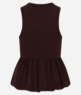 Musculosa color marrón con cuello redondo y corte globo.