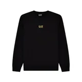Buzo de cuello redondo Armani EA7, color negro, con logo de la marca estampado en color dorado en el centro del pecho.