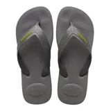 Chancletas de hombre Havaianas modelo Top Max Comfort, color azul marino con tiras anchas y el logo de la marca en color naranja.