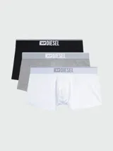 Pack de tres bóxers Diesel de corte ajustado, confeccionados en algodón gris melange, con cintura elástica ancha en color gris claro que presenta el logo de la marca en blanco.
