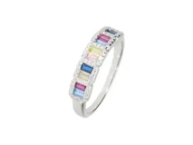 Anillo de plata 925 con circonia multicolor engarzada en hilera.
