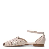 Sandalias planas Bottero de cuero color marrón, estilo huarache con capellada de tiras entrelazadas, talón cerrado y tira ajustable al tobillo con hebilla metálica.