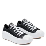 Zapatillas Converse Chuck Taylor All Star Move, de caña baja, color negro con plataforma blanca y suela marrón.